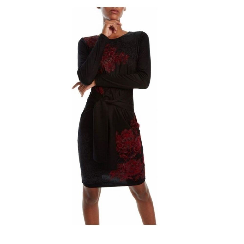 DESIGUAL new, embossed, soft,‎ lined,  midi special Occasion  dress